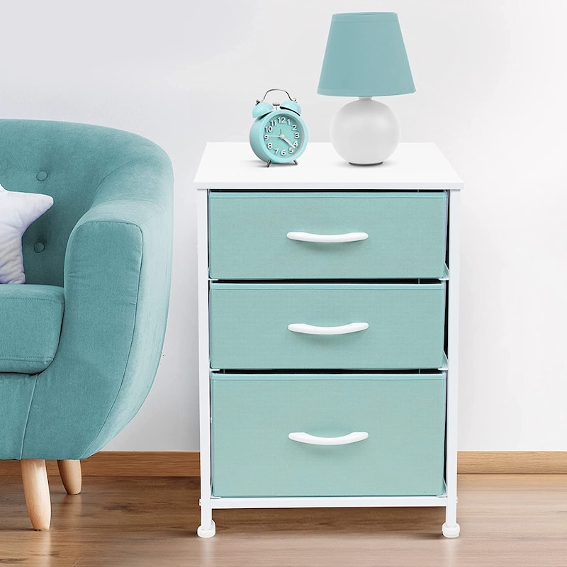 Nightstand 3-Drawer Shelf Storage - Bedside Furniture End Table Chest