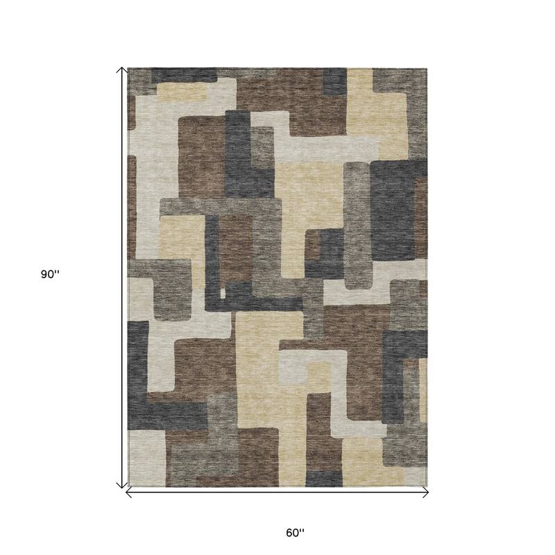 HomeRoots Abstract Transitional Rectangle Outdoor Rug