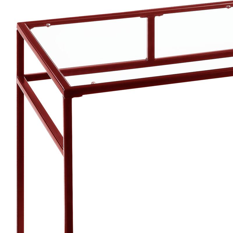 Versatile Metal and Glass Writing Desk with Open Shelf Storage