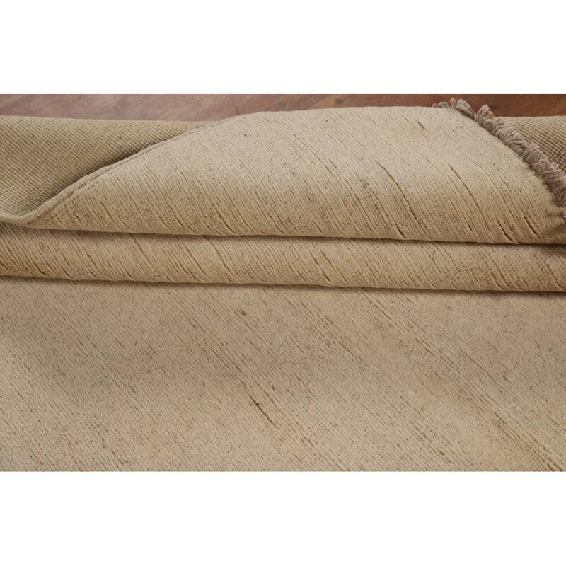 Beige Gabbeh Modern Rug Hand-Knotted Wool Carpet - 4'2"x 5'10"