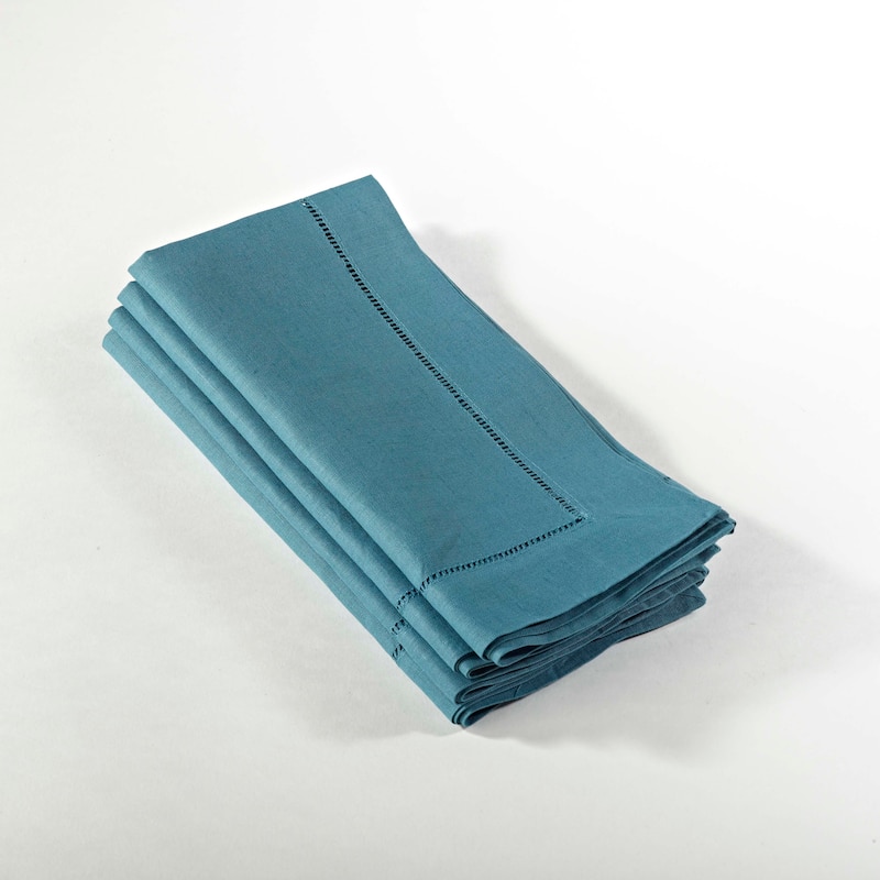 Hemstitched Linen Dinner Napkins (Set of 4)