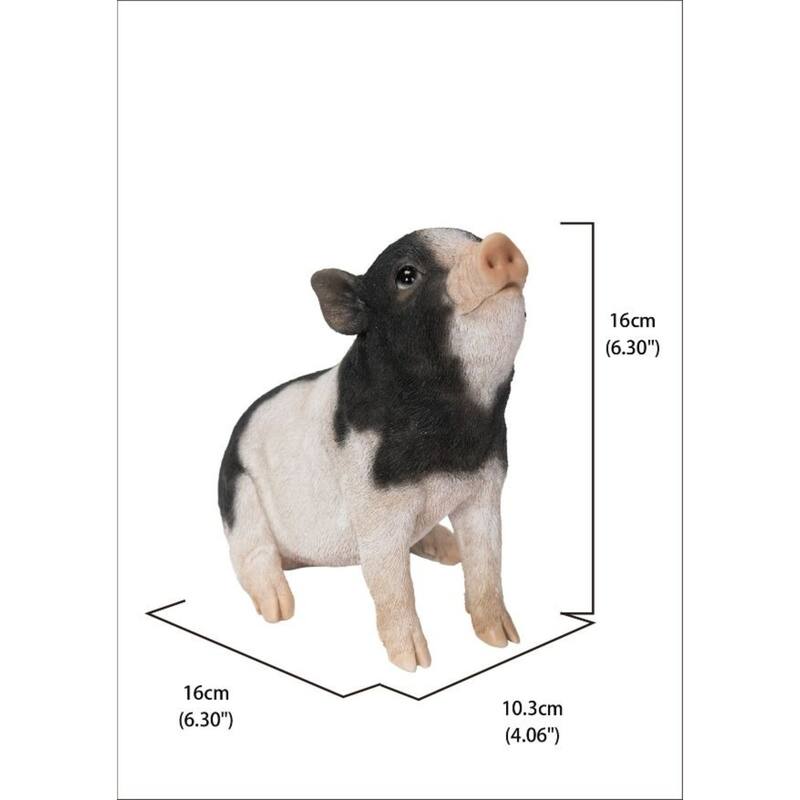 Sitting Baby Piglet Outdoor Garden Statue - Black - 6.25"