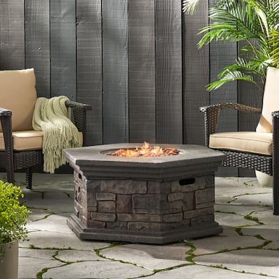 Chesney Outdoor 40,000 BTU Lightweight Concrete Octagonal Fire Pit (No Tank Holder) by Christopher Knight Home