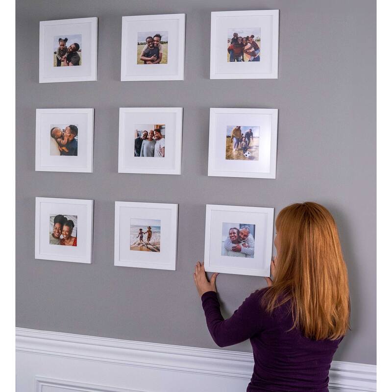 11x11 White Wood Picture Square Frame - UV Acrylic, Foam Board Backing, Hanging Hardware