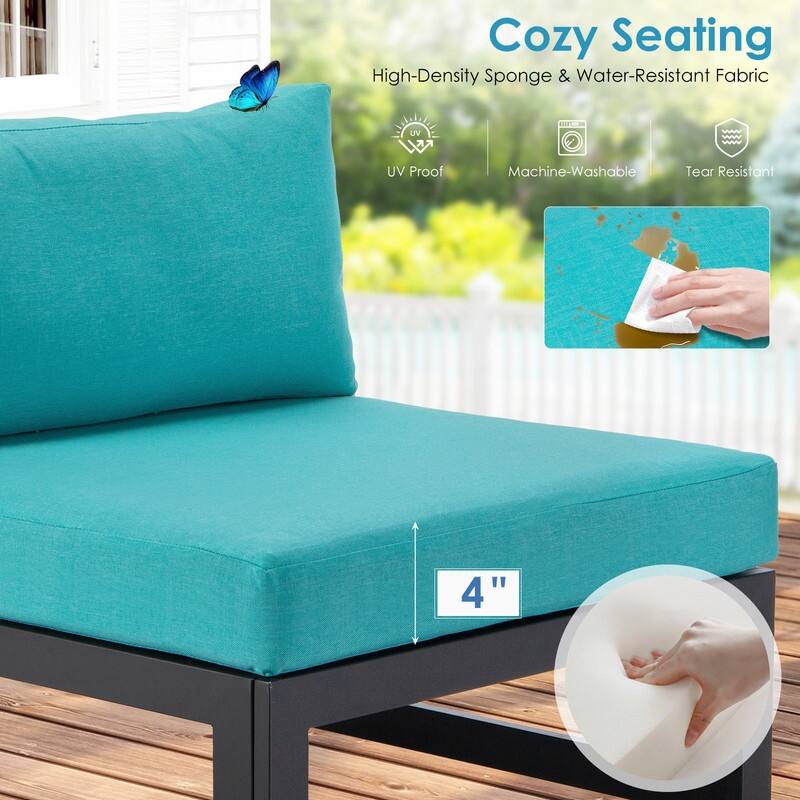 FINCATI Aluminum Outdoor Patio Furniture Conversation Sectional Sofa Set
