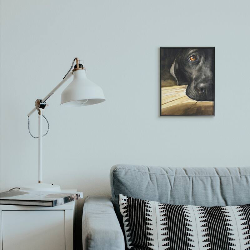 Stupell Labrador Resting Pet Dog Portrait Brown Black Framed Wall Art