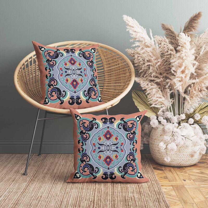 Soft Square Escape Faux Suede Reversible Throw Pillow Orange and Blue