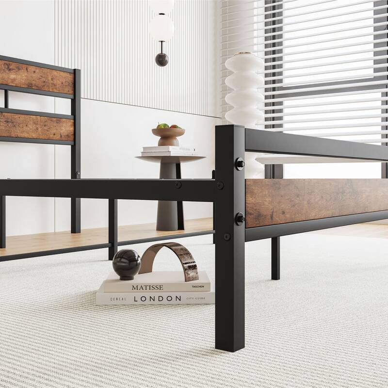 Rustic Vintage Wooden Platform Bed Frame