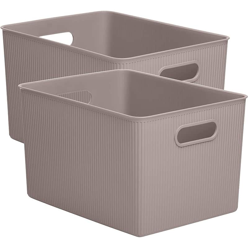 Plastic Cube Set of 2 - 15"W x 9"H x 11.5"D - Taupe