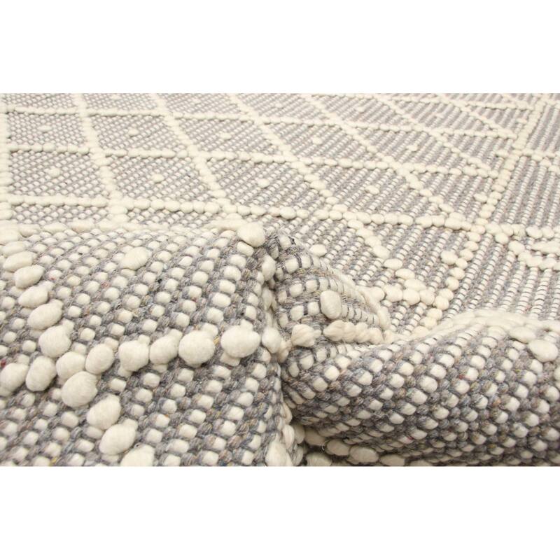 ECARPETGALLERY Braid weave Sienna Grey Wool Rug - 6'1 x 8'11