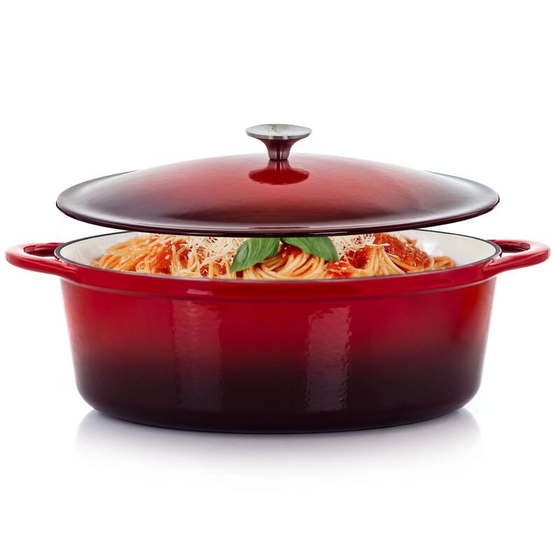 MegaChef Cast Iron Casserole Dish w/ Enameled Coating and 7 QtCapacity