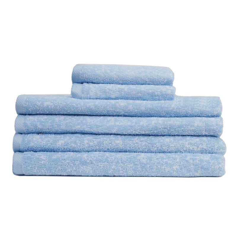 London 6-Piece Cotton Bath Towel Set - Med Blue