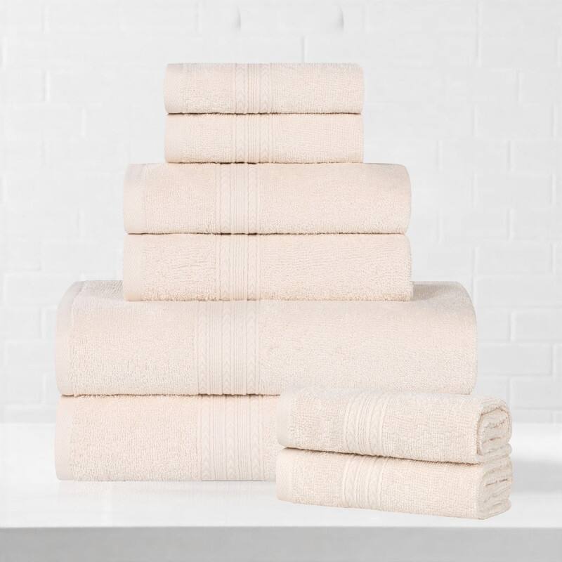 Superior Eco-Friendly Cotton 8-Piece Towel Set - Ivory