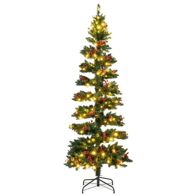 Costway 6/7 FT Artificial Christmas Tree with 612/791 Branch Tips Warm - See Details - Green - 7 Foot