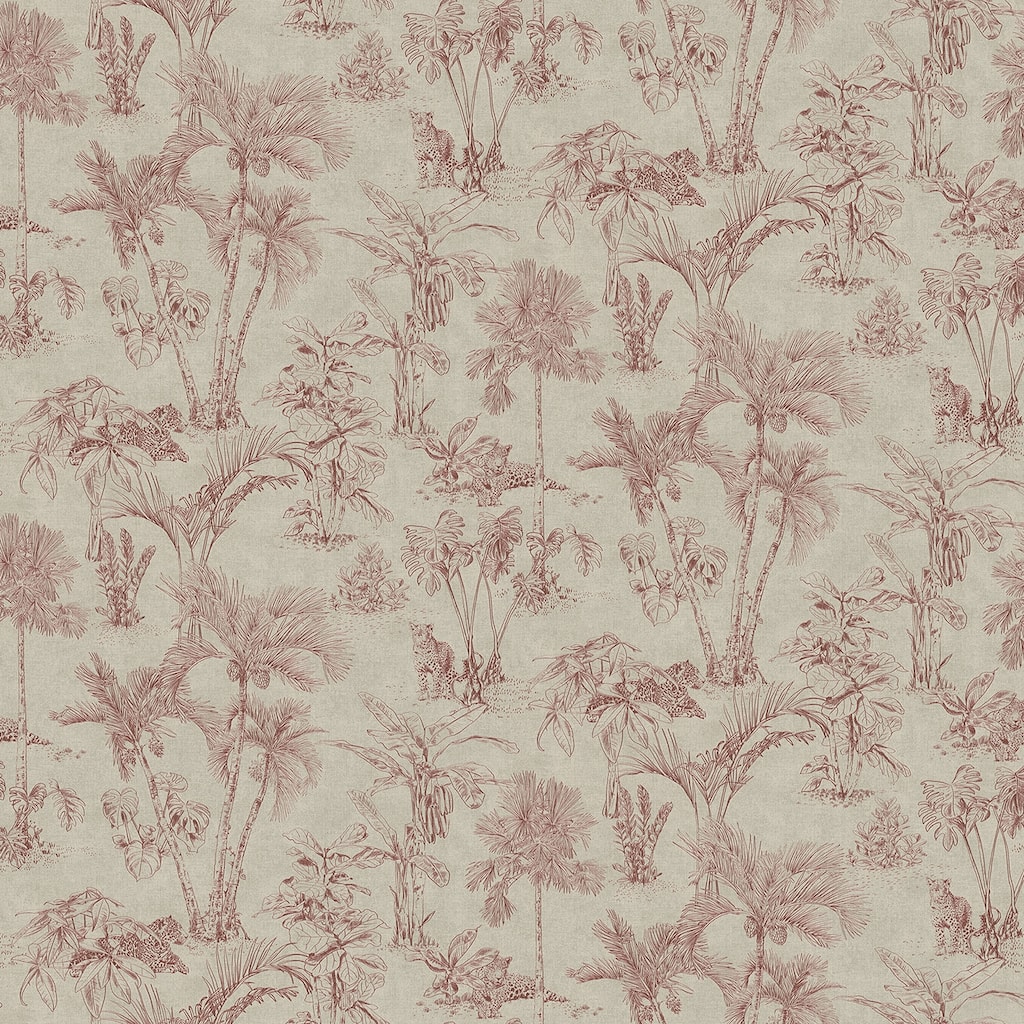 Advantage Zapata Merlot Tropical Jungle Wallpaper - 20.9in x 396in x 0.025in - 20.9in x 396in x 0.025in