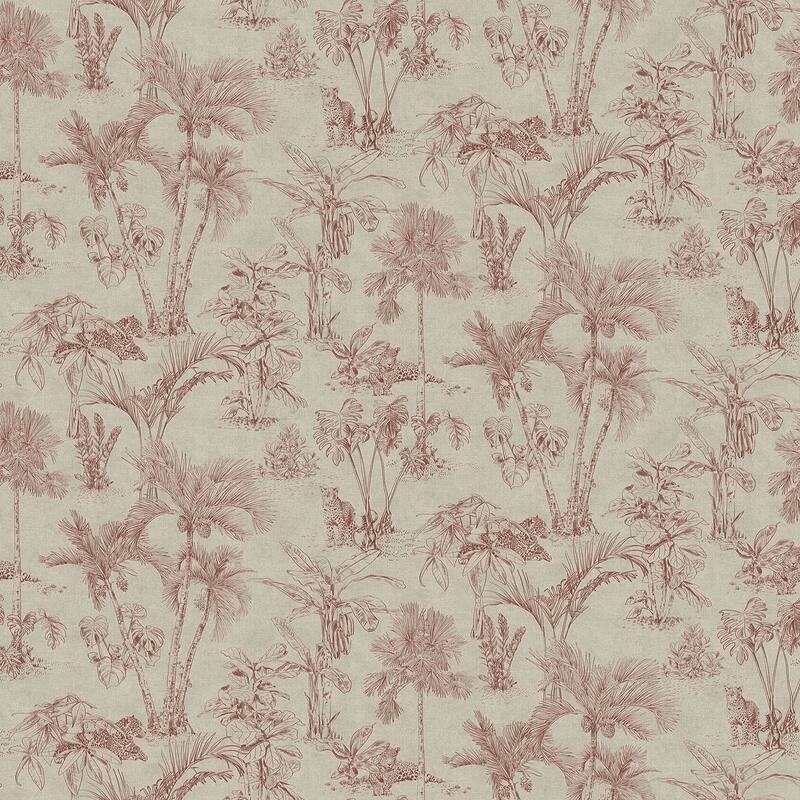 Advantage Zapata Merlot Tropical Jungle Wallpaper - 20.9in x 396in x 0.025in - 20.9in x 396in x 0.025in