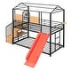 preview thumbnail 20 of 33, Twin Over Twin Metal Bunk Bed, Housebed with Slide and Storage Stair