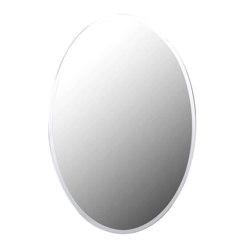 Oval Medicine Cabinet Wall Mounted Brushed Stainless Steel with Mirror 26" x 18" Double Shelf