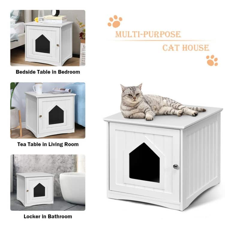Stylish Cat House Nightstand with Magnetic Door for Easy Cleaning - 20" x 19.5" x 18.5" (L x W x H)