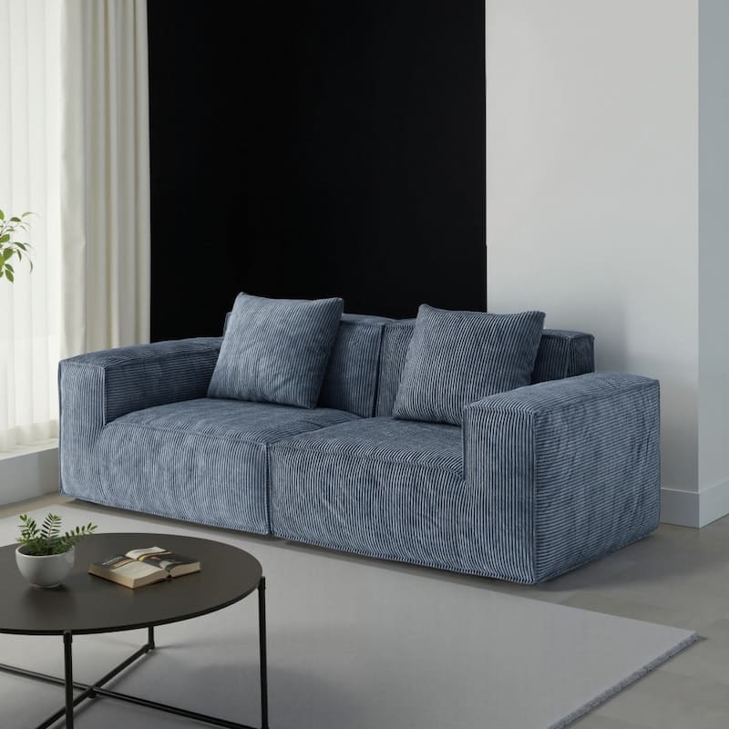 Soft Corduroy Cloud Velvet Fabric Two Person Sofa