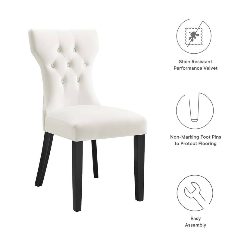 Silhouette Performance Velvet Dining Chairs - Set of 2 - N/A