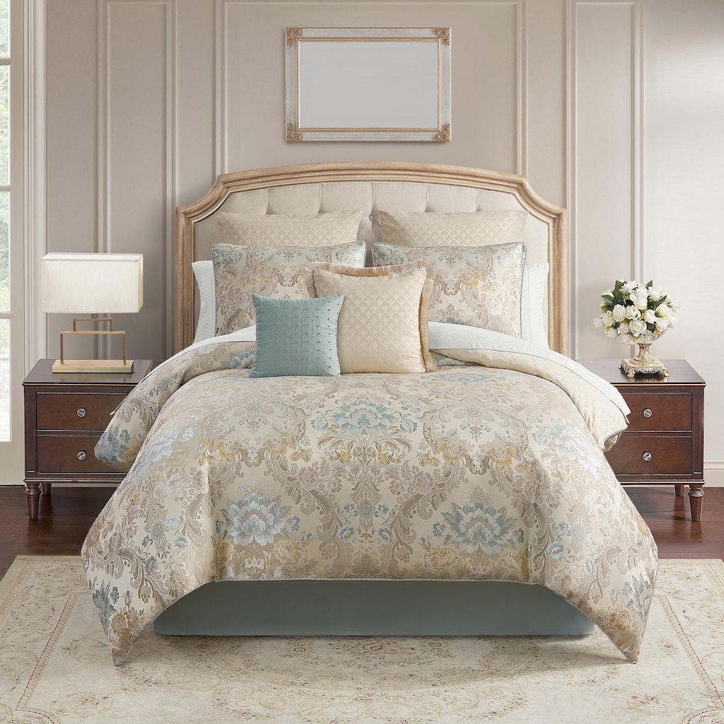 Brona 8 Piece Blue Comforter Set