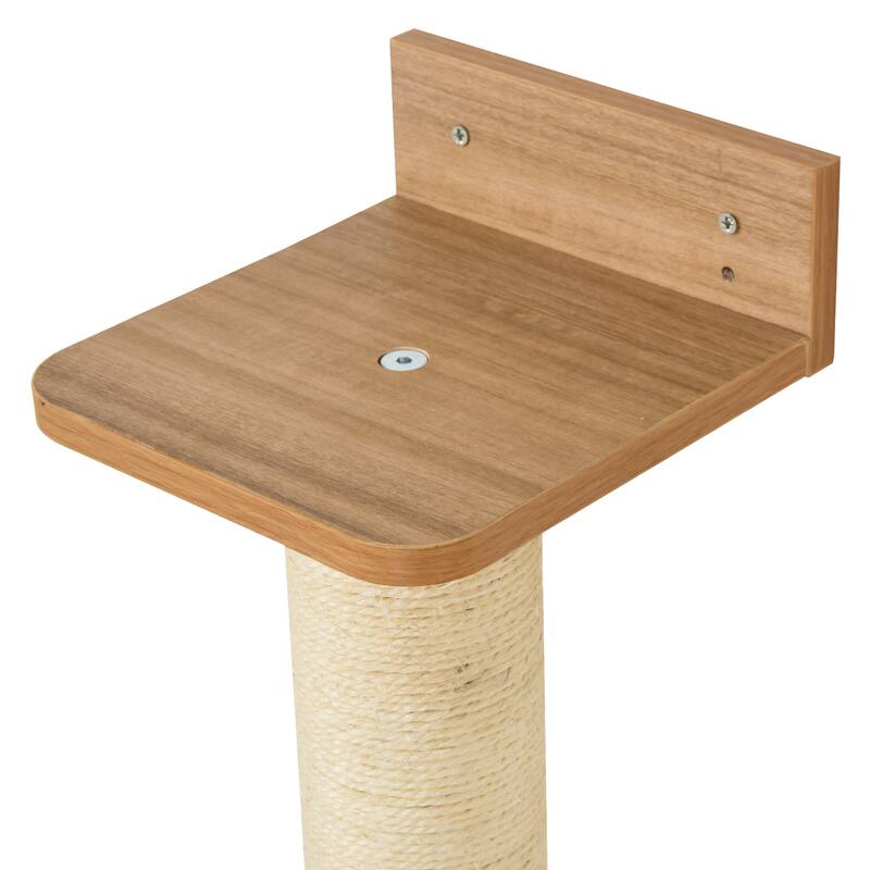 Cat Tree Tower with Platforms, Wooden Ladder & Natural Pine Wood - 11.75" L x 11" W x 11.5" H
