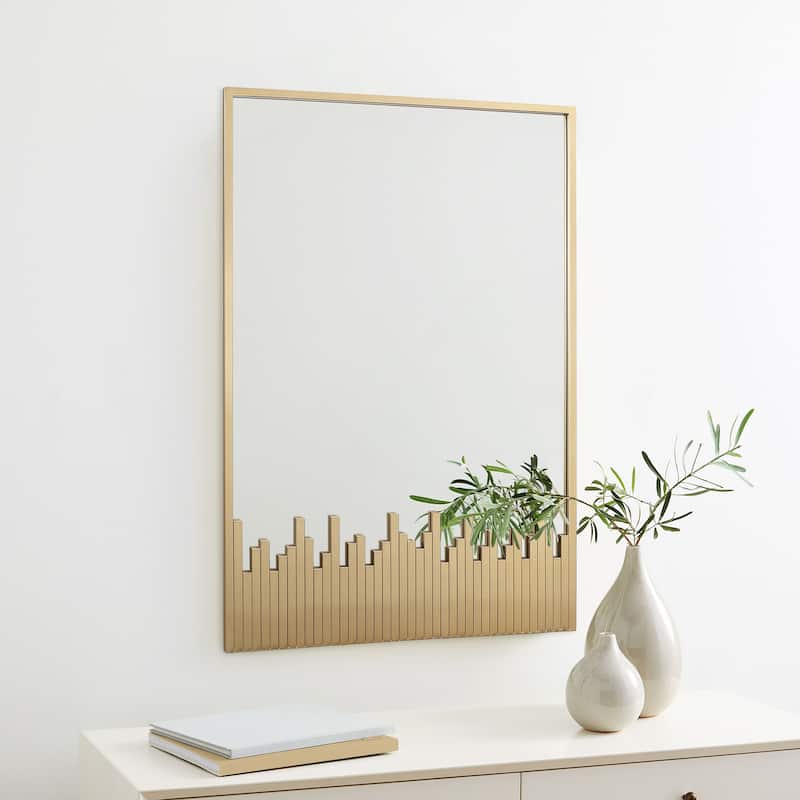 Cityscape Gold Metal Frame Rectangular Wall Mirror, Bathroom Wall Mirror - 32" H x 21.7" W