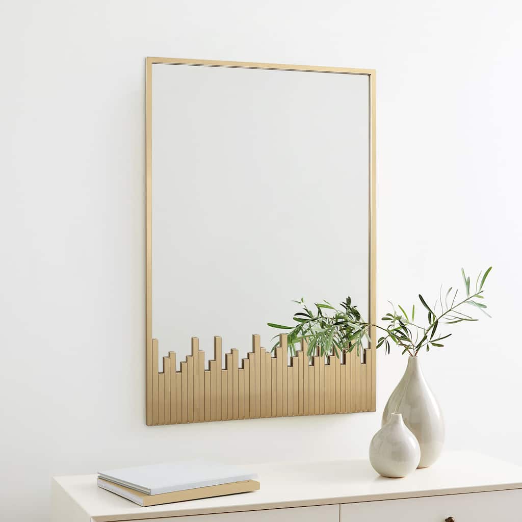 Cityscape Gold Metal Frame Rectangular Wall Mirror, Bathroom Wall Mirror - 32" H x 21.7" W