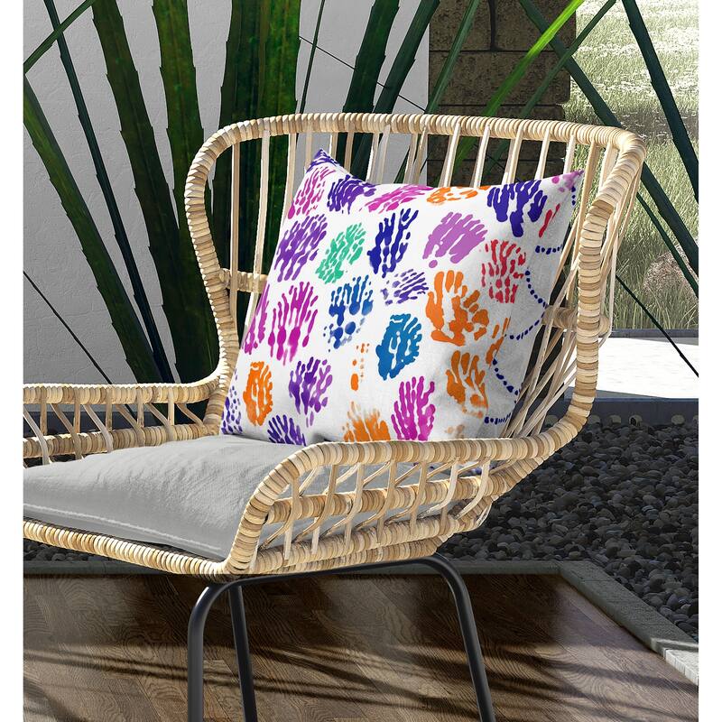 Artful Strokes Indoor/Outdoor Reversible Throw Pillow Orange and Blue