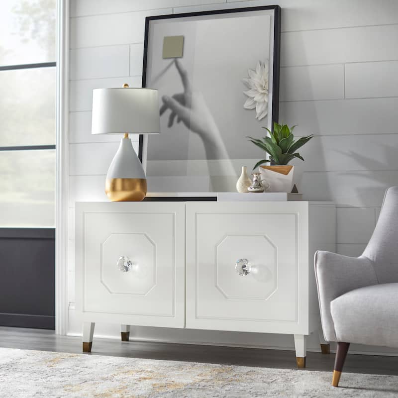 angelo:HOME Jaslene Glossy Glam Buffet/Media Cabinet - White
