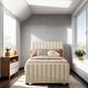 preview thumbnail 1 of 9, Twin Size Velvet Platform Bed with Pull-out Cord Twin Size Trundle, Upholstered Bed with Wooden Support Legs, Beige Soft Beige