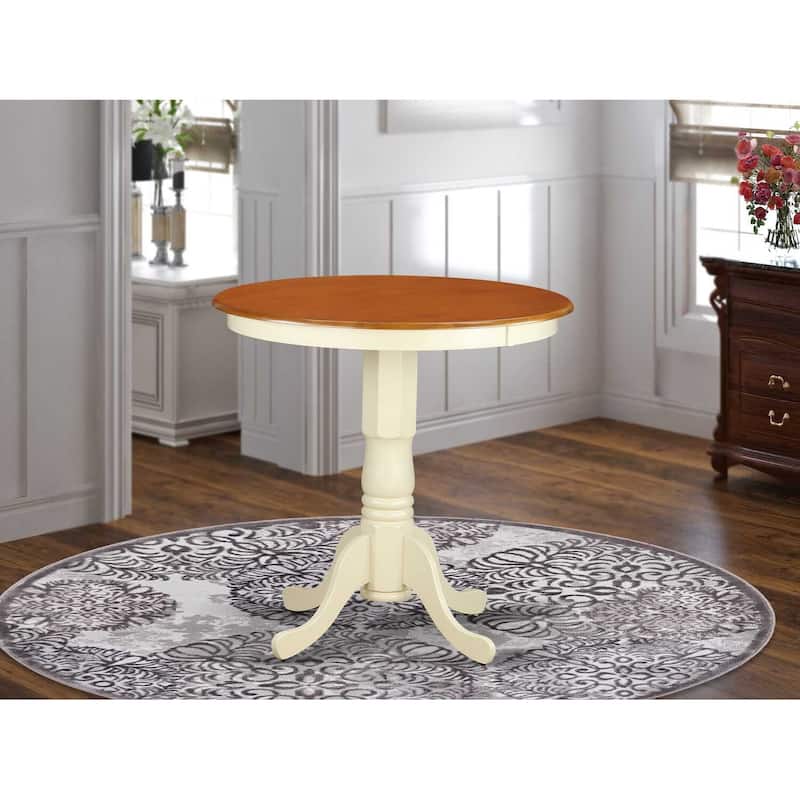 Counter Height Round Dining Table with Pedestal Base - Compact Kitchen Table for Apartments and Homes - 36