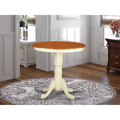 Counter Height Round Dining Table with Pedestal Base - Compact Kitchen Table for Apartments and Homes - 36