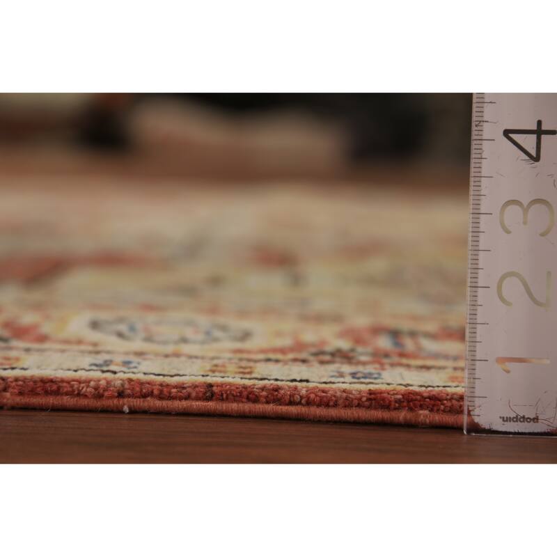 Geometric Heriz Serapi Vegetable Dye Rug Handmade Wool Carpet - 5'0"x 6'10"