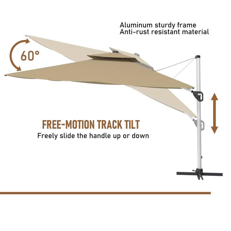 11FT Patio Umbrella Outdoor Square Double Top Umbrella with Base