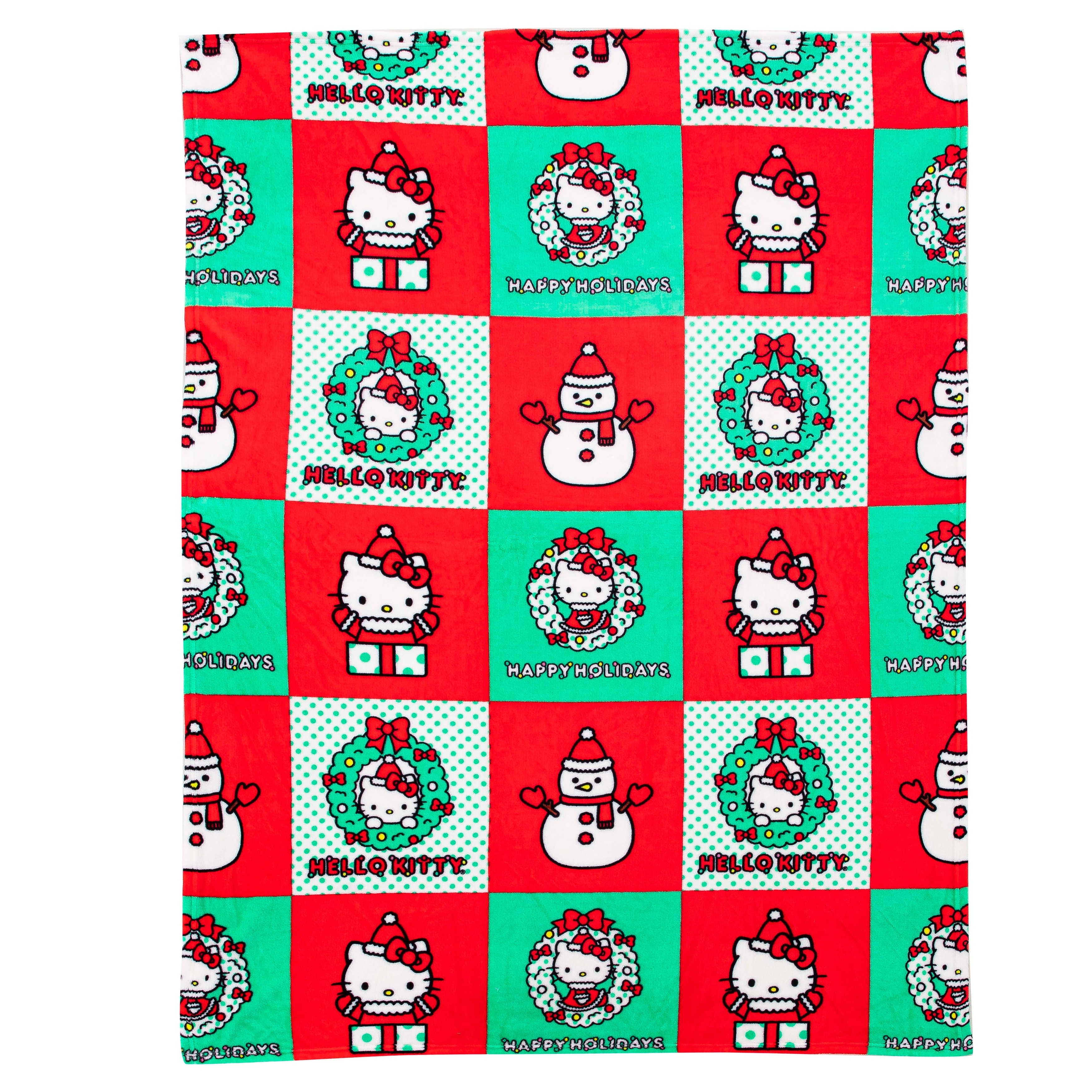 Hello Kitty Holiday Hugs Sanrio Silk Touch Throw Blanket, 50 x 70 Inches Red and Green