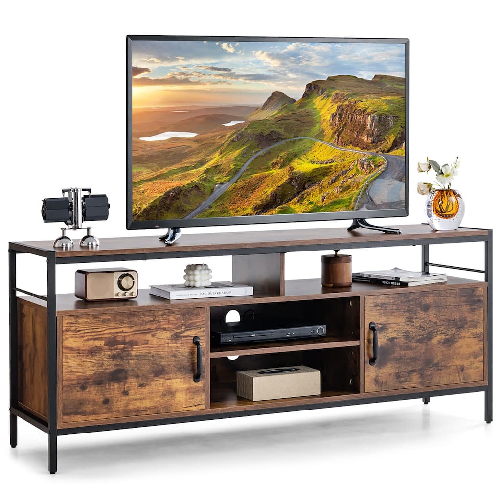 Gymax Industrial TV Stand for TVs up to 65'' Media Center w/ Cabinets