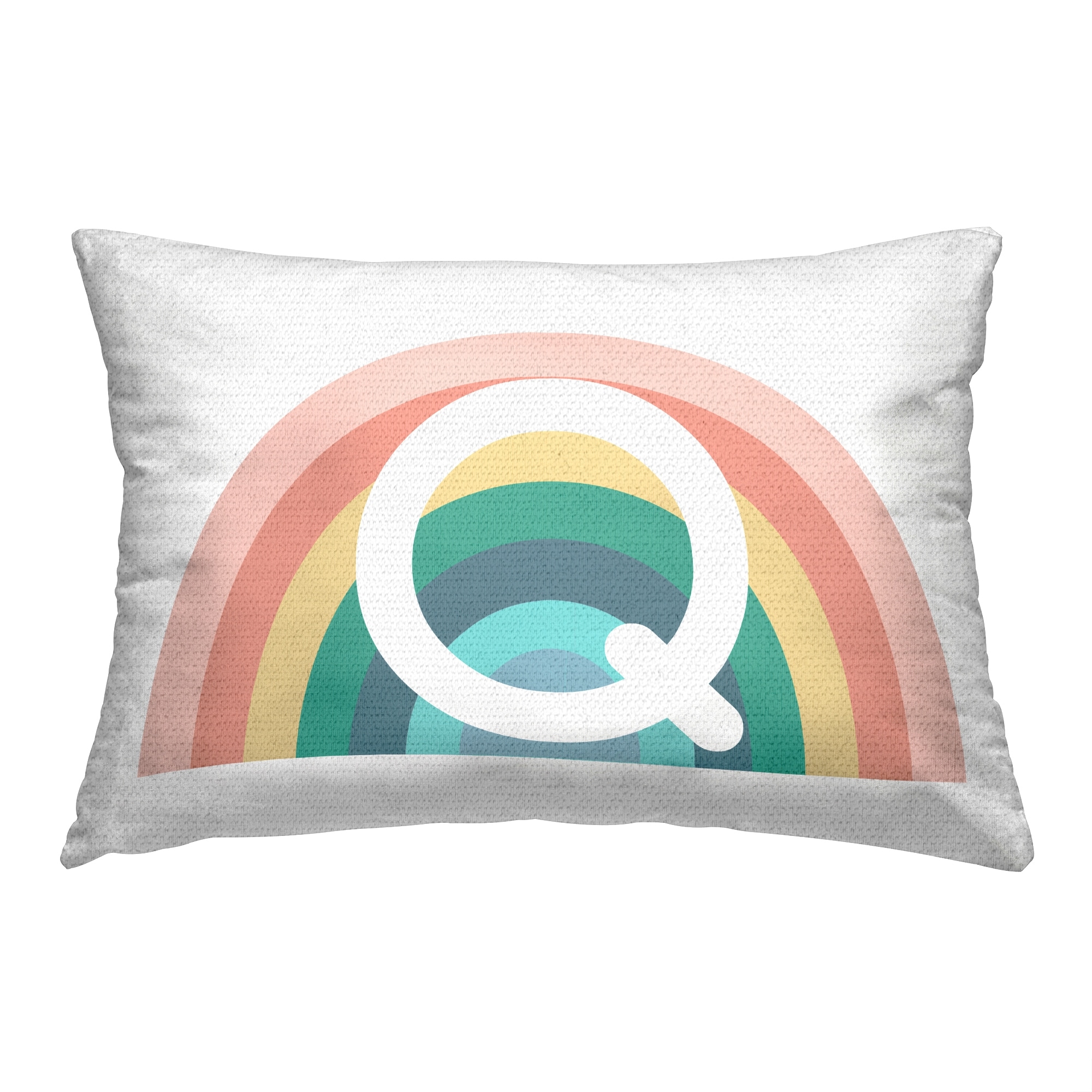 Stupell Rainbow Initial Printed Outdoor Throw Pillow Design by Daphne Polselli