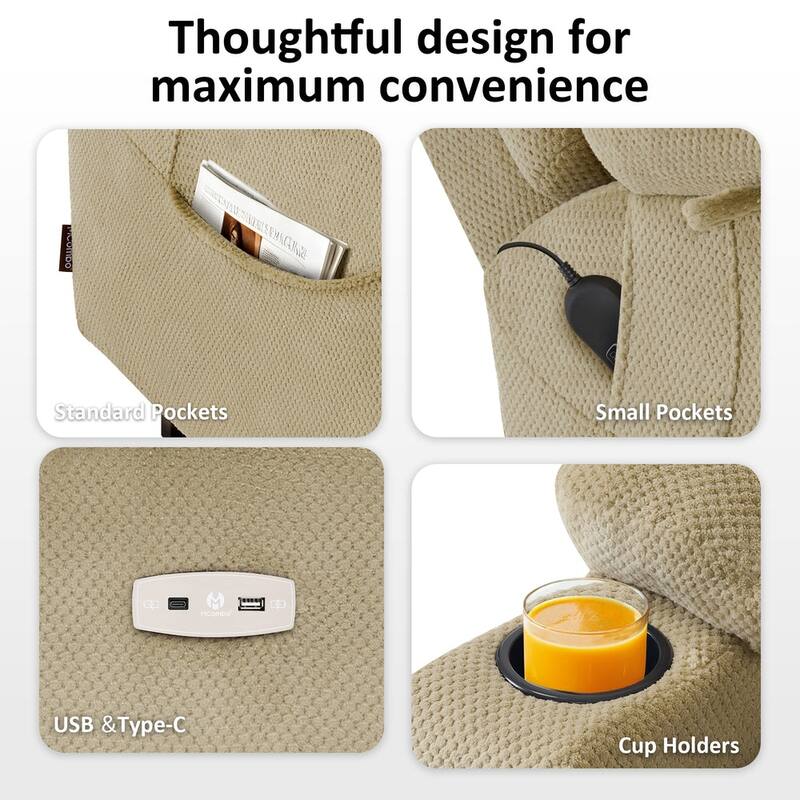 MCombo Large Dual Motor Power Lift Recliner Chair with Massage and Dual Heating for Big and Tall Elderly People, Fabric 7634