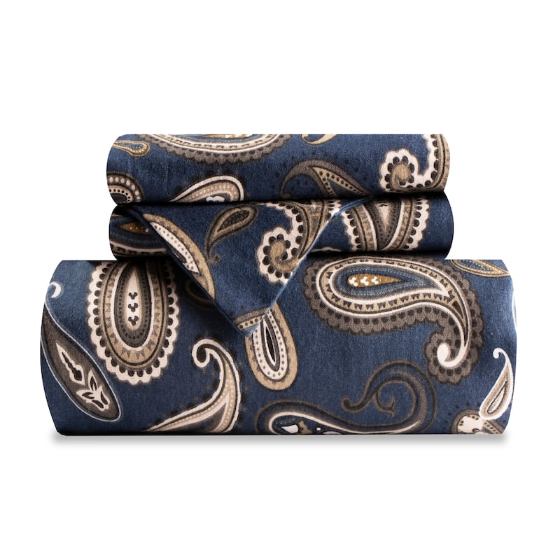 Vintage Floral Paisley Flannel Cotton Duvet Cover Set by Superior