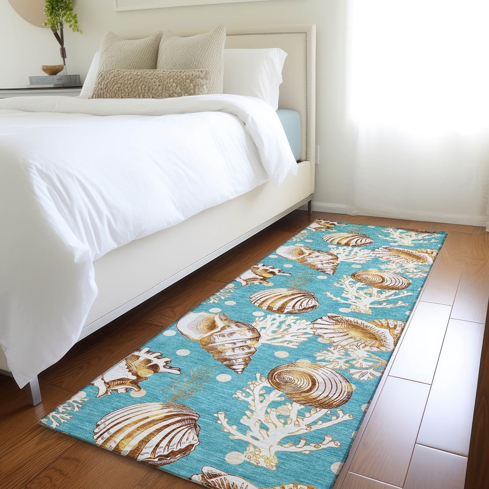 Premium Washable Super Soft Coastal Seashells Mayfield Rug