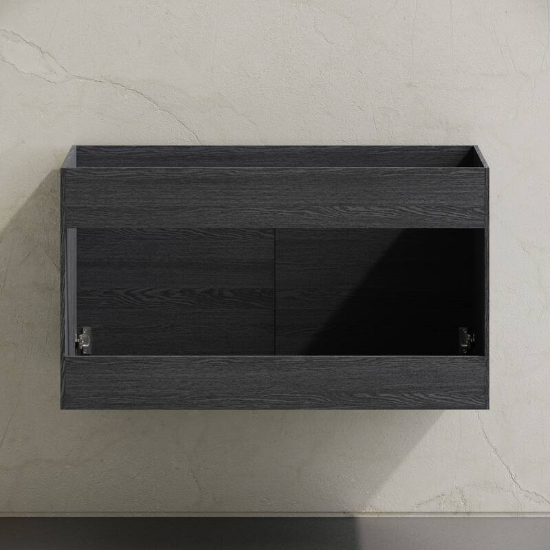 St. Tropez 36" Wall-Mounted Bathroom Vanity Cabinet Without Top In Black Oak - 36