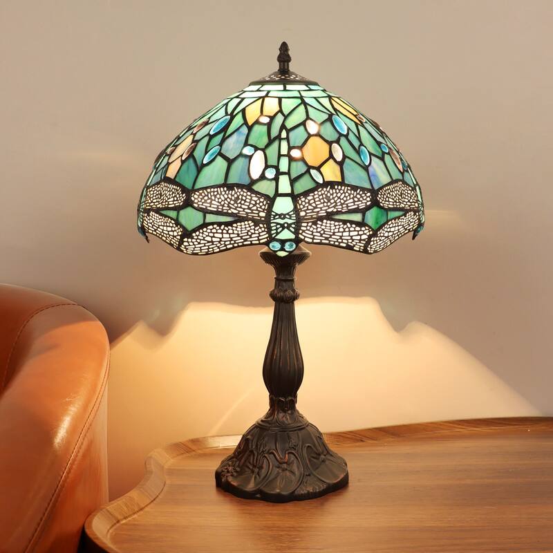 Tiffany-Style 1-Light Dragonfly Table Lamp 12" Shade