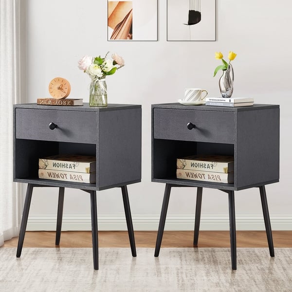 Javlergo Set of Mid-century Modern Nightstand for Bedroom with