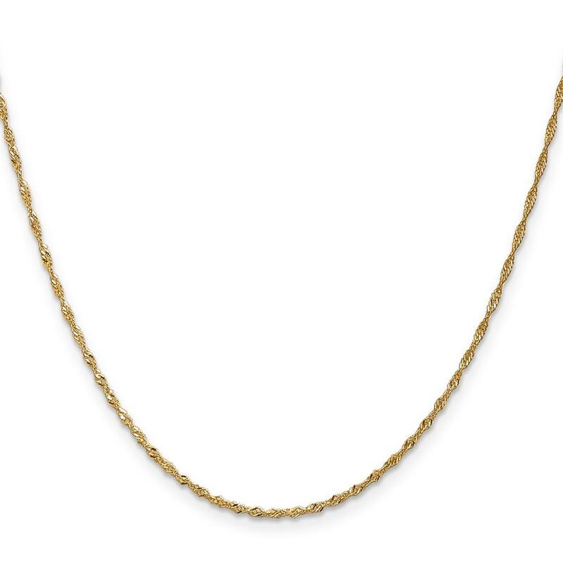 Curata 14k Yellow Gold 1.3mm Singapore With Lock Chain Bracelet