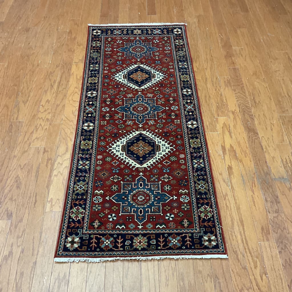 HERAT ORIENTAL Hand-knotted 2'6 x 6'1 Indo Karaja Wool Runner - 2'6" x 6'