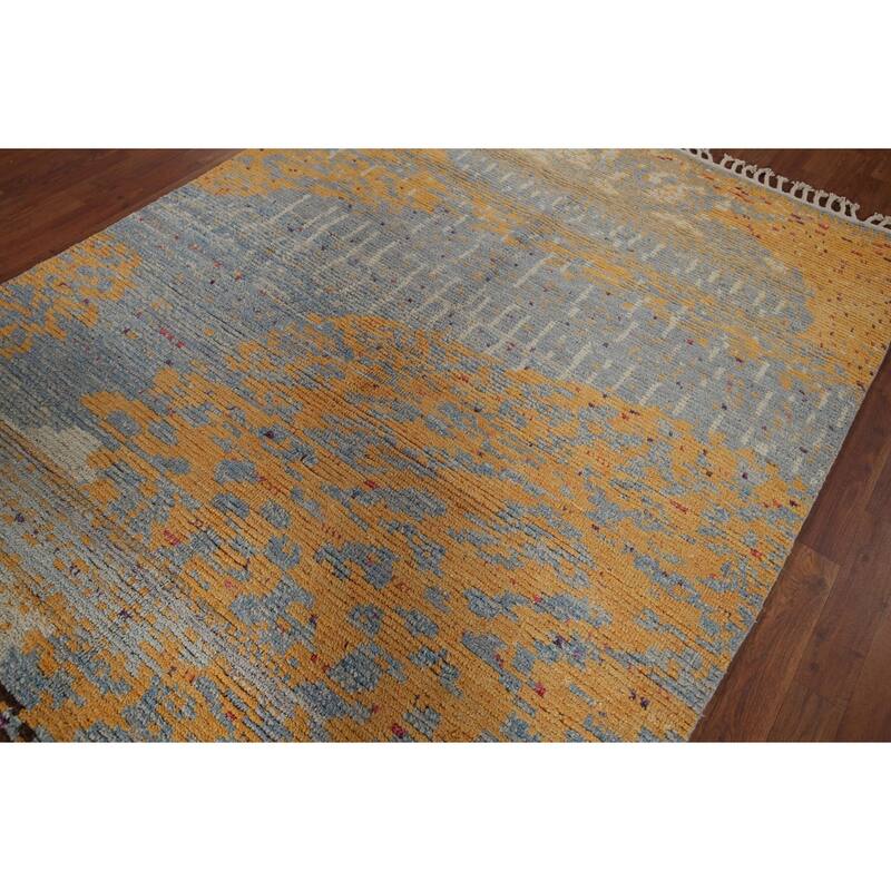 All-Over Moroccan Abstract Area Rug Handmade Wool Carpet - 5'3"x 8'3"