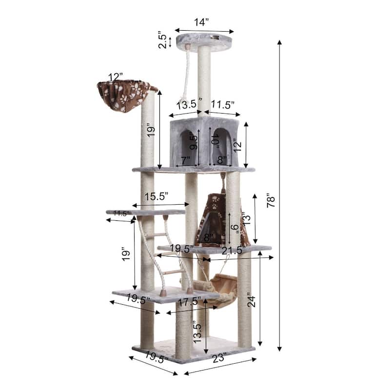 Wood Climber Play House, Cat furniture With Playhouse, Lounge Basket