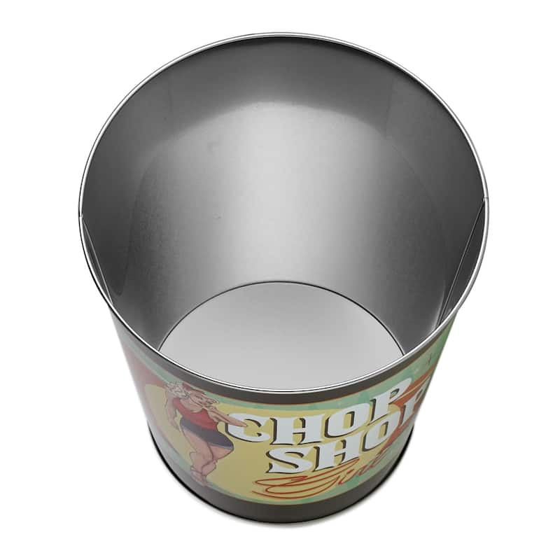American Art Decor Decorative Metal Trash Can Garbage Bin Waste Basket